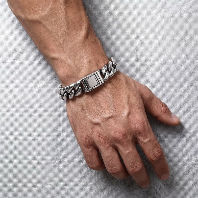 Kemstone Aged Black Cuban Link Bracelet for Men Titanium Steel KB161367-KJX