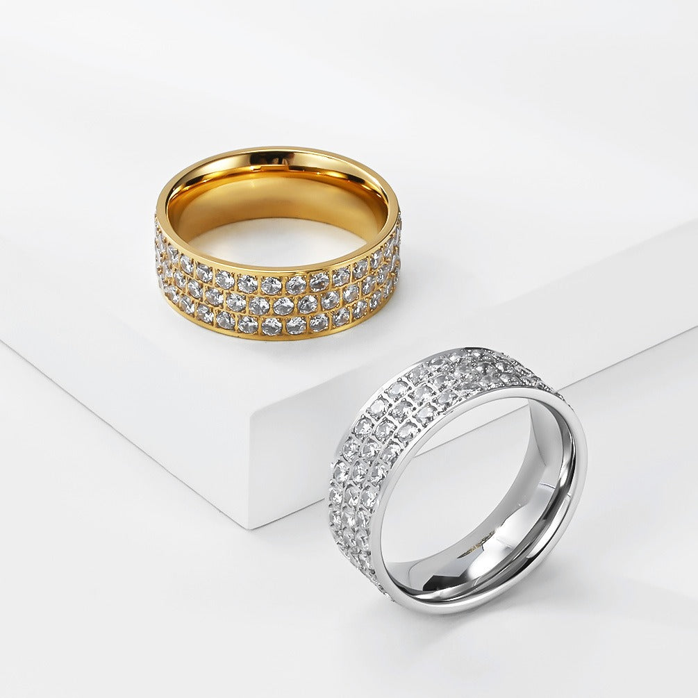 Kemstone Cubic Zirconia Pave Ring Stainless Steel for Men & Women K-R1128