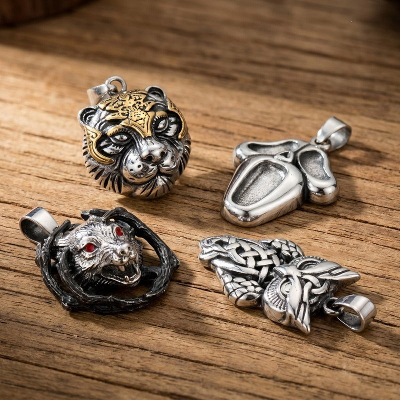 Kemstone Sculpted Animal & Mask Pendant Necklace for Men Stainless Steel KP118547-LU