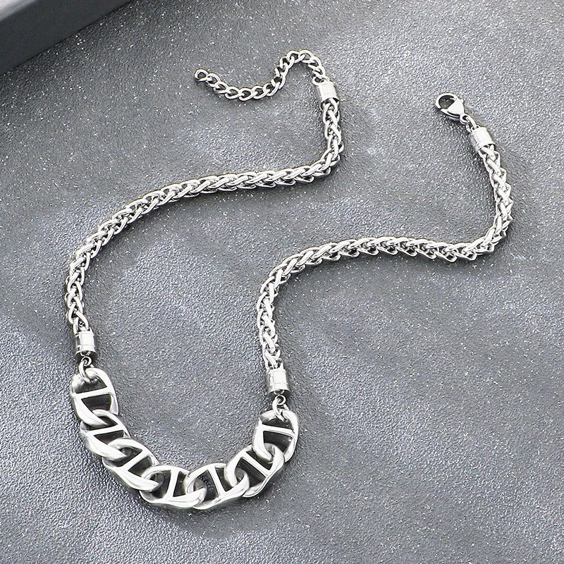 Kemstone Titanium Steel Figaro Chain Necklace for Men Alternating Link Chain KN298678-KJX