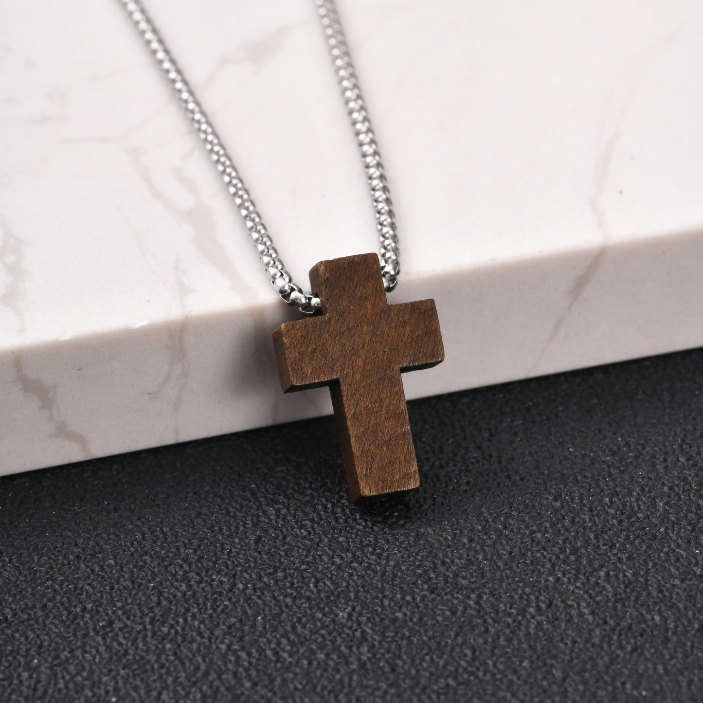 Kemstone Wooden Cross Necklace for Men with Stainless Steel Chain NC-2836