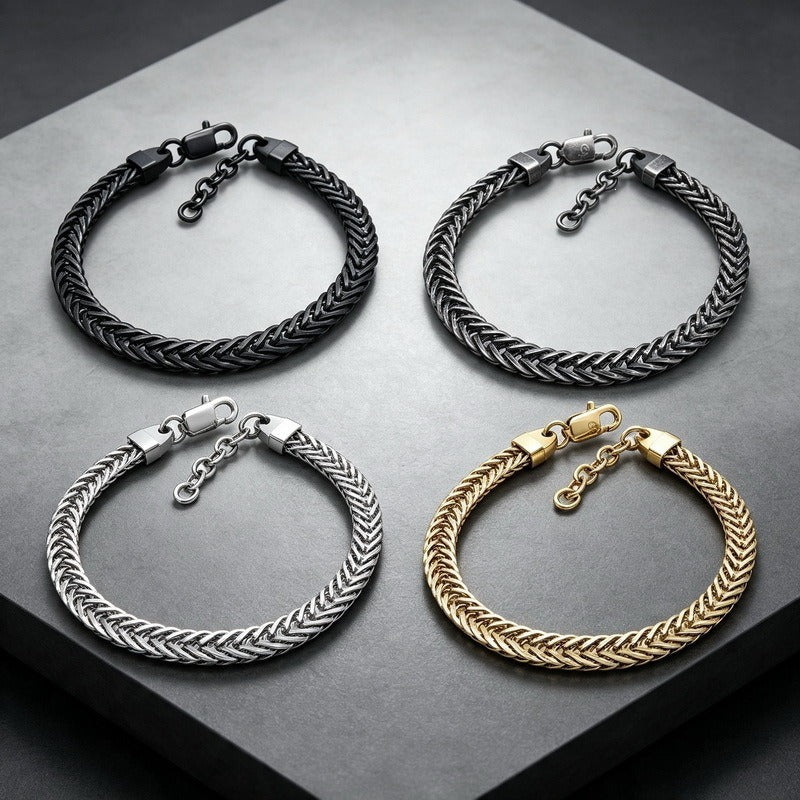 Kemston Braided Chain Bracelet for Men Stainless Steel Woven Texture KB216164-KFC