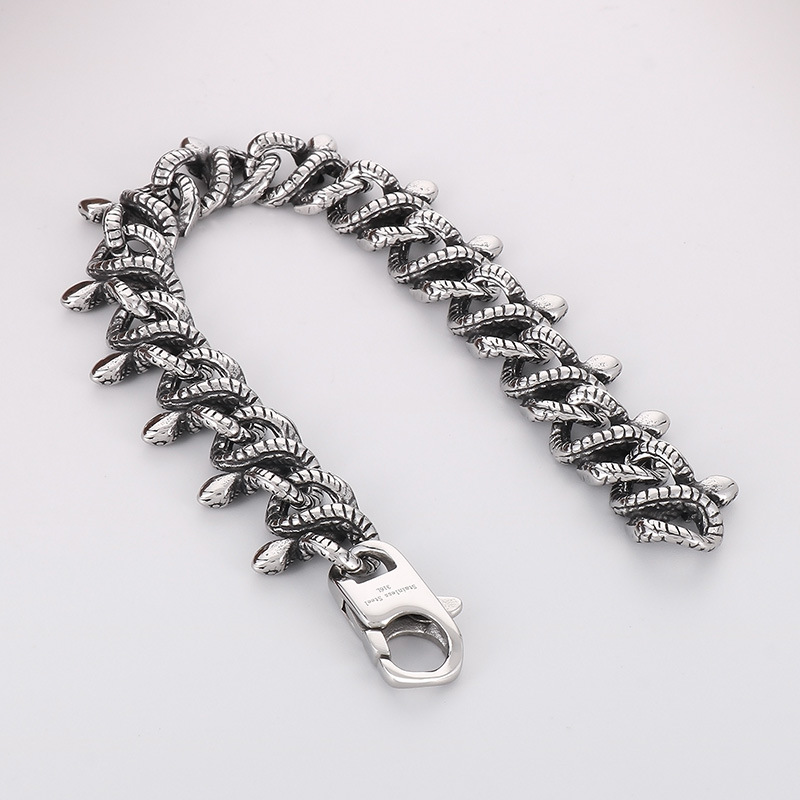Kemstone Titanium Steel Serpent Chain Bracelet – Dark Vintage Wrap Style for Men KB166081-KJX
