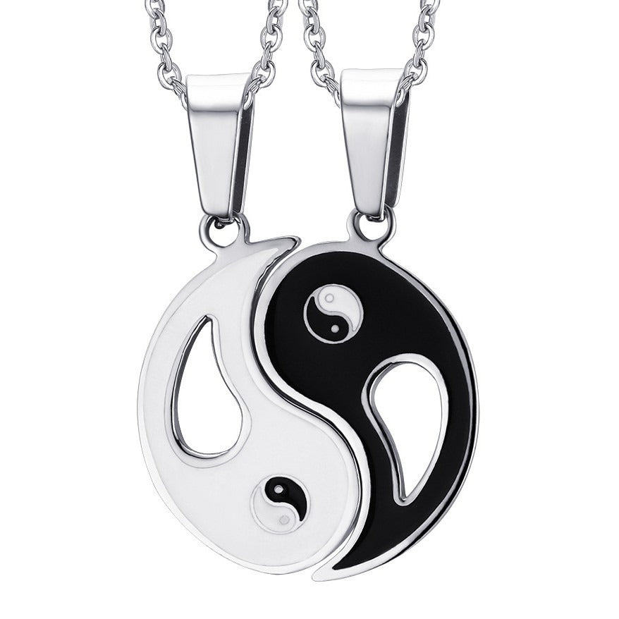 Kemstone Stainless Steel Yin Yang Couple Necklace Set CN-063
