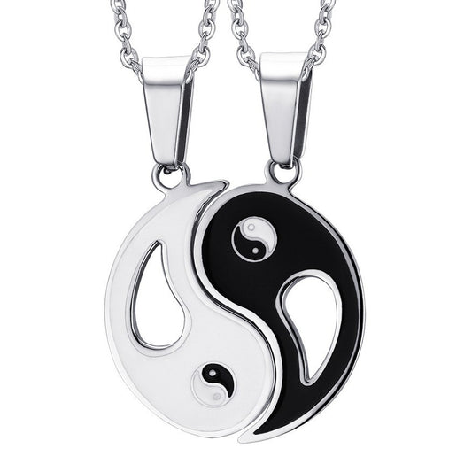Kemstone Stainless Steel Yin Yang Couple Necklace Set CN-063