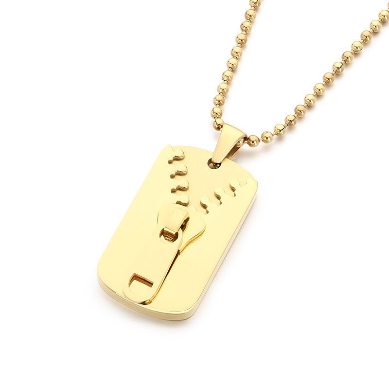 Kemstone Titanium Steel Zipper Tag Pendant Necklace for Men Women KN301415-KFC