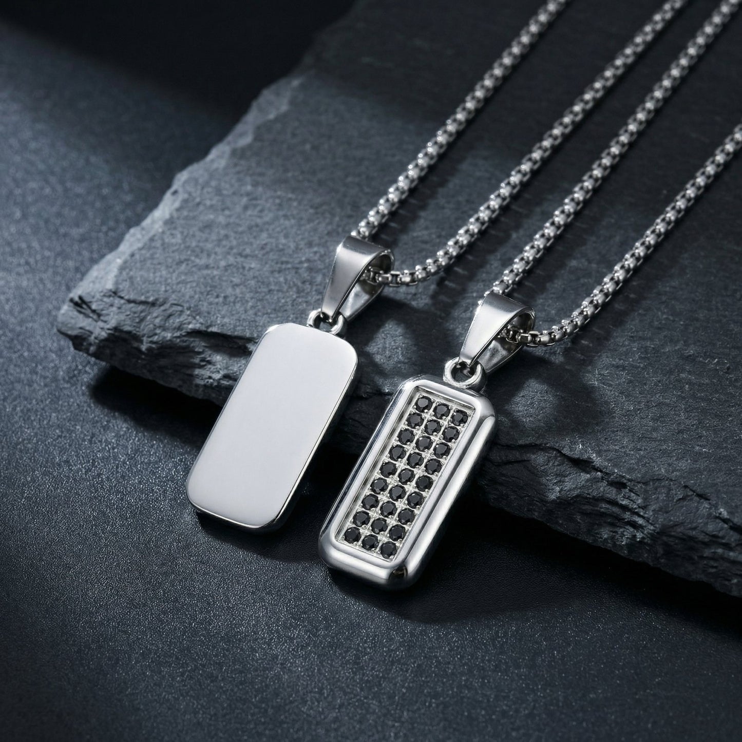 Kemstone Stainless Steel Zircon Inlay Pendant Necklace for Men N-2281